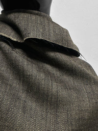 Classic Italian Silk Linen Virgin Wool Twill Suiting - Khaki Black - L'Etoffe Fabrics LLC