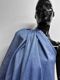Cobalt Chambray Slub Linen Virgin Wool - L'Etoffe Fabrics LLC