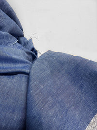 Cobalt Chambray Slub Linen Virgin Wool - L'Etoffe Fabrics LLC