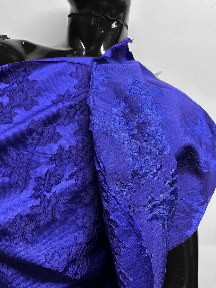 Cobalt Floral Jacquard - L'Etoffe Fabrics LLC