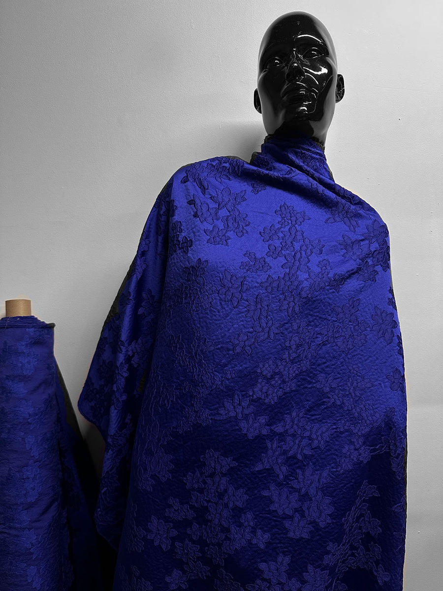Cobalt Floral Jacquard - L'Etoffe Fabrics LLC