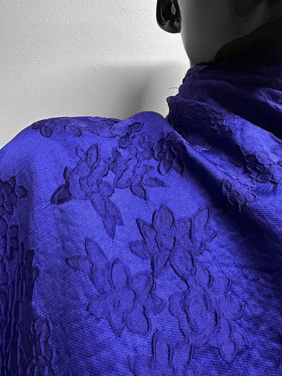 Cobalt Floral Jacquard - L'Etoffe Fabrics LLC