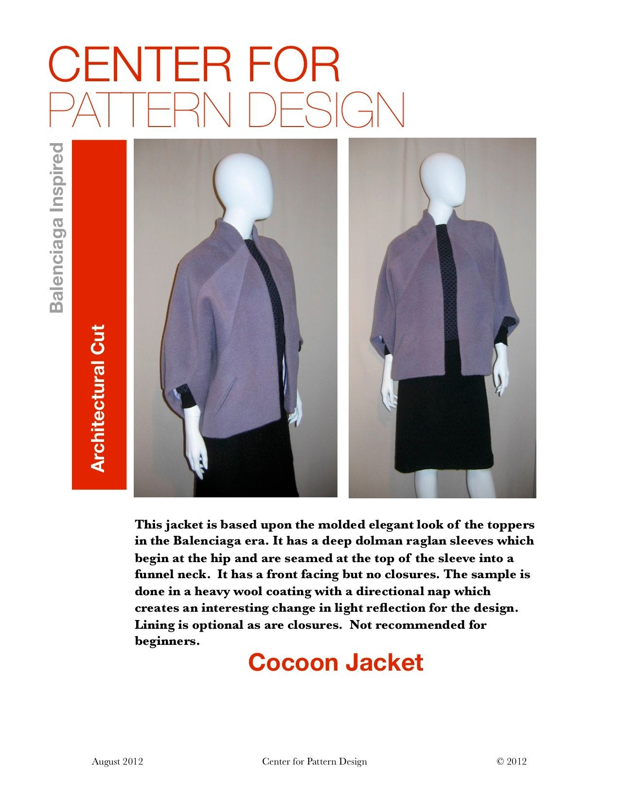 Coot Pattern Cocoon Jacket Couture Sewing Pattern – L'Etoffe Fabrics LLC