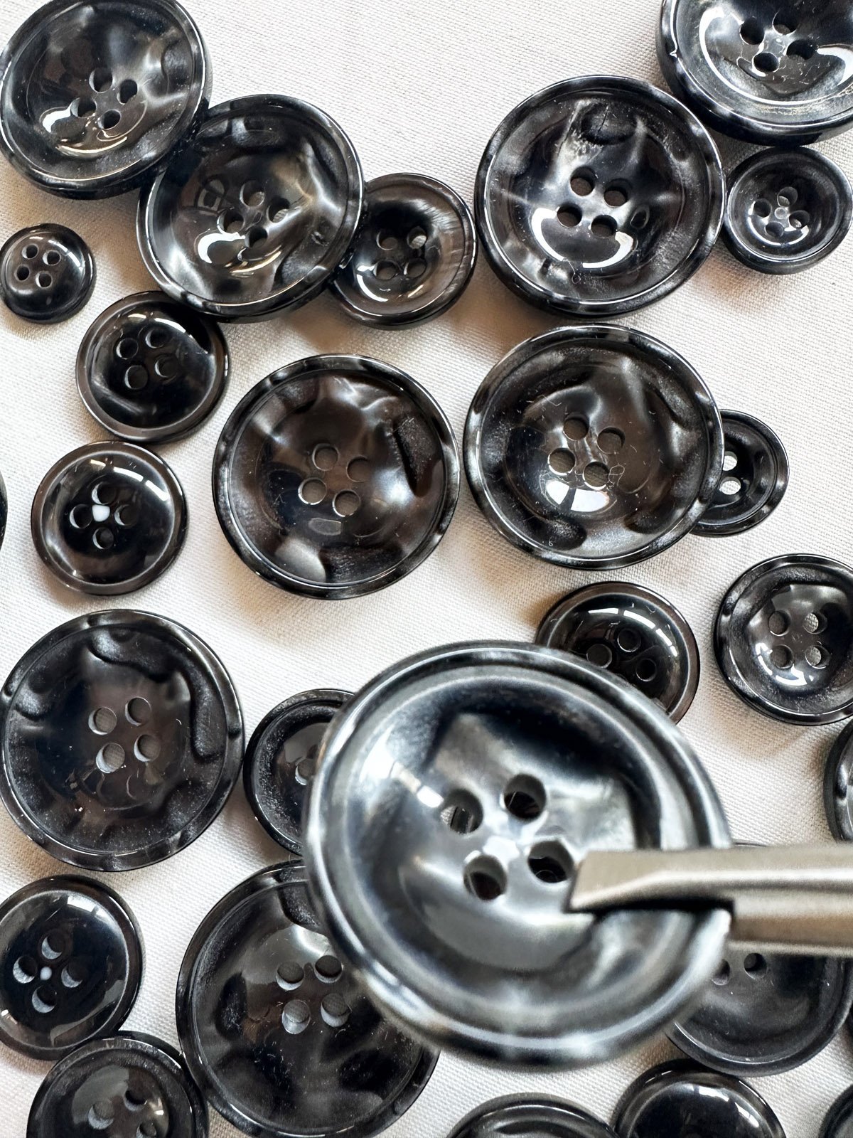 Concave Sharkskin Designer Coat Buttons - L'Etoffe Fabrics LLC