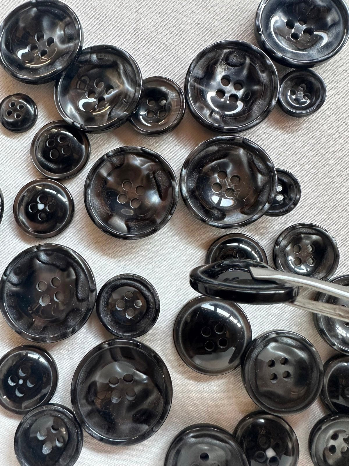 Concave Sharkskin Designer Coat Buttons - L'Etoffe Fabrics LLC