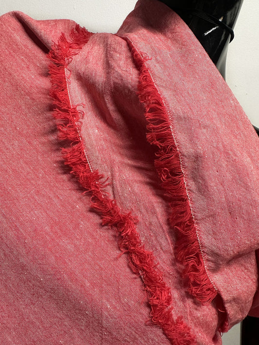 Cotton Linen Red Chambray Shirting - L'Etoffe Fabrics LLC