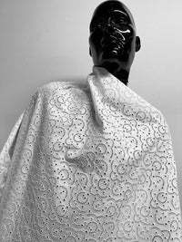 Couture Embroidered White Cotton Top Designer - L'Etoffe Fabrics LLC