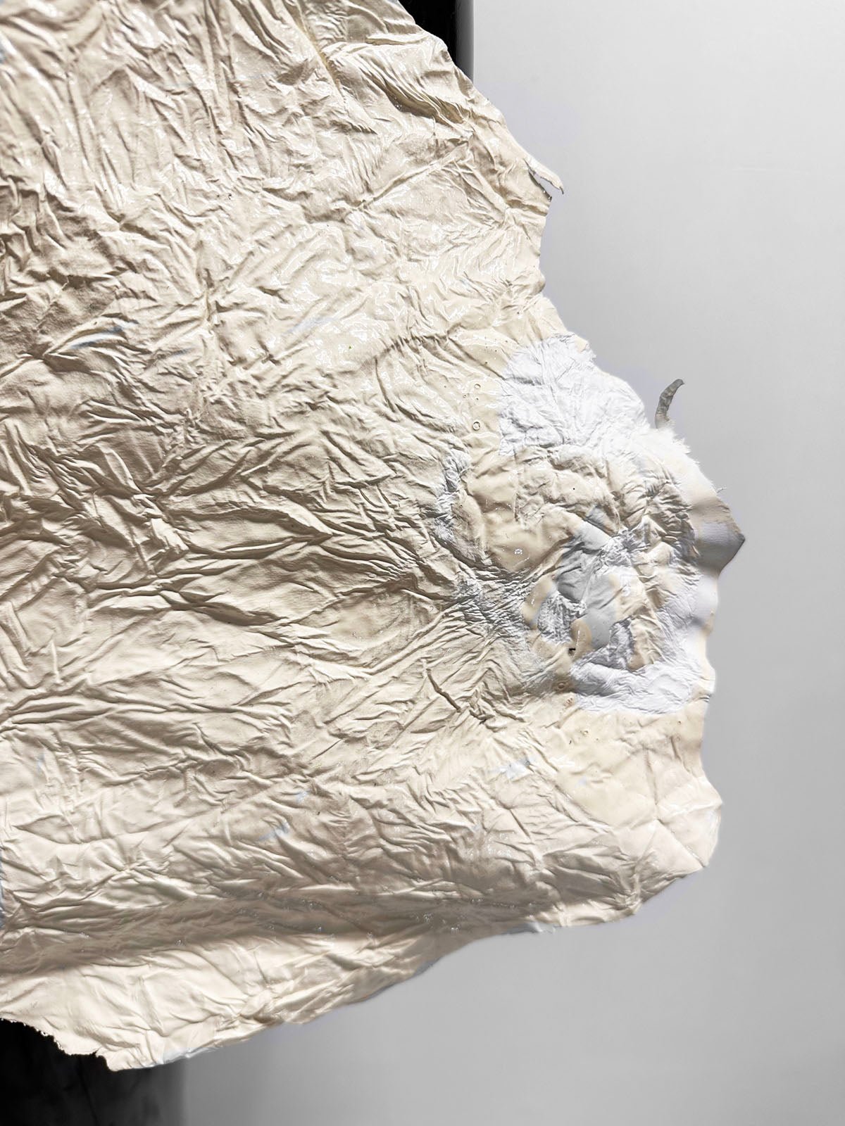 Crinkled Glossy Ivory Leather - L'Etoffe Fabrics LLC