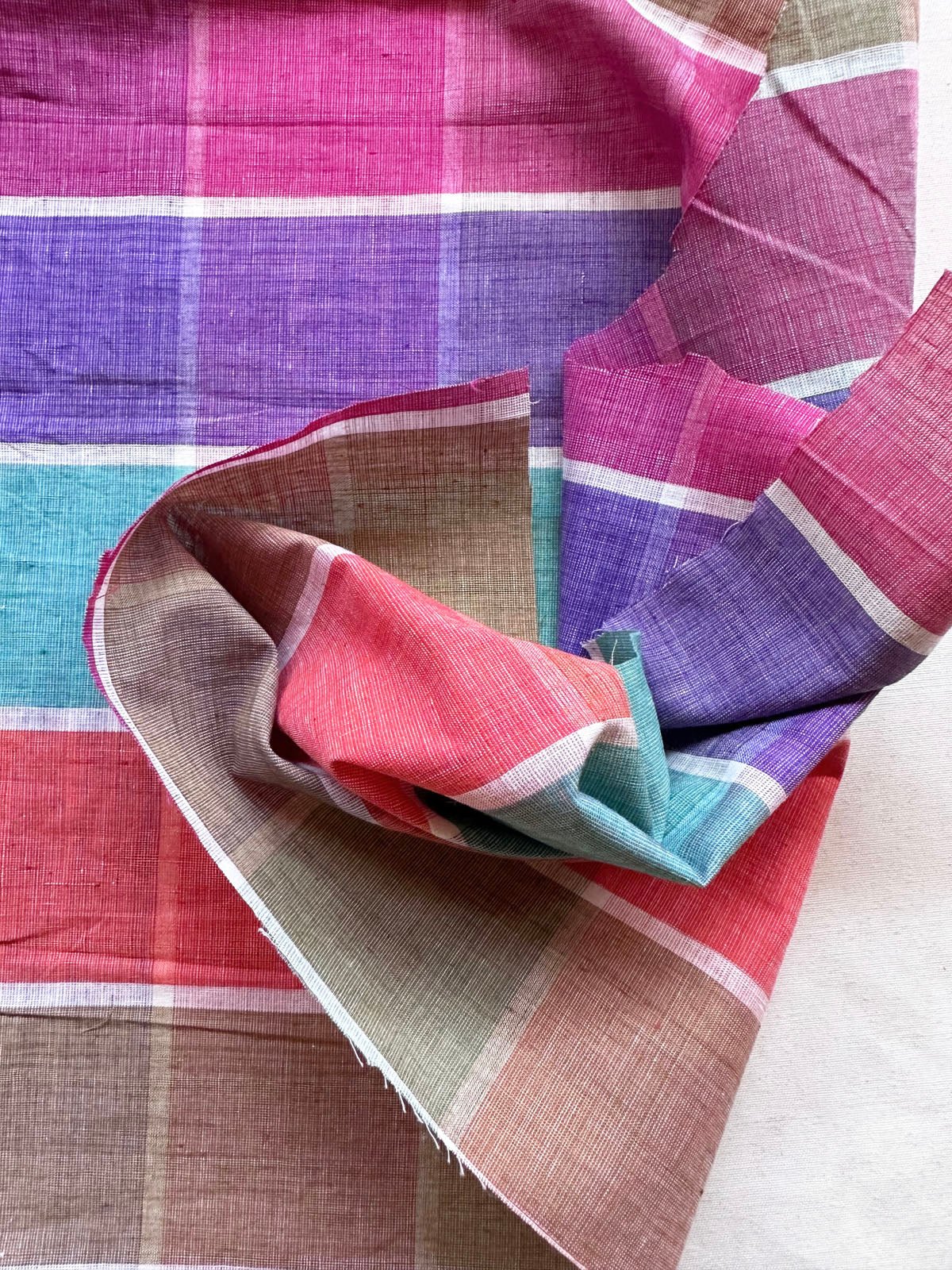 Crisp Madras Plaid Shot Cotton Shirting - L'Etoffe Fabrics LLC