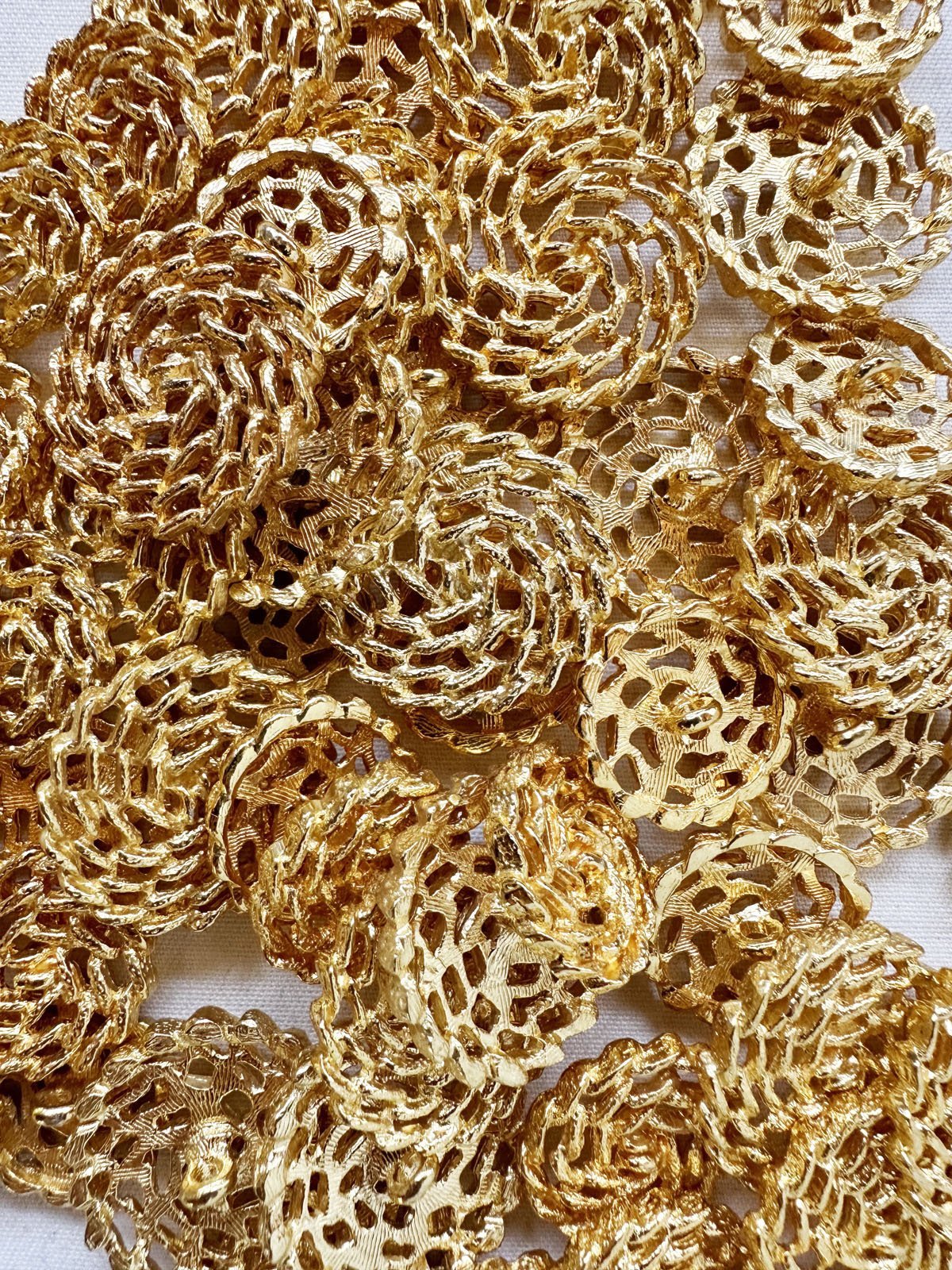 Crochet Pinwheel Gold Jacket Buttons - L'Etoffe Fabrics LLC