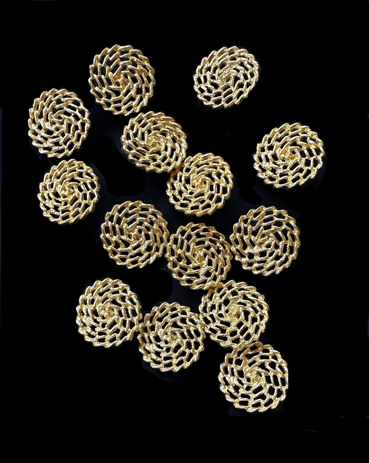 Crochet Pinwheel Gold Jacket Buttons - L'Etoffe Fabrics LLC