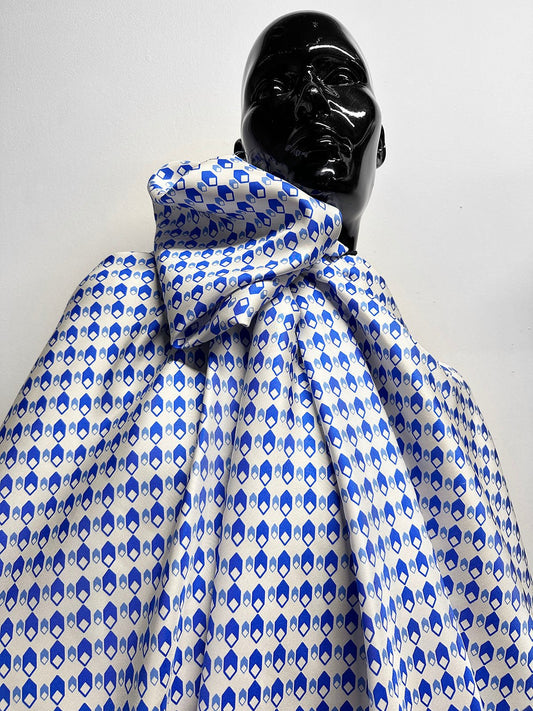 Cube Silk Twill Print Blue - L'Etoffe Fabrics LLC