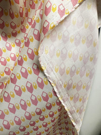 Cube Silk Twill Print Pink - L'Etoffe Fabrics LLC