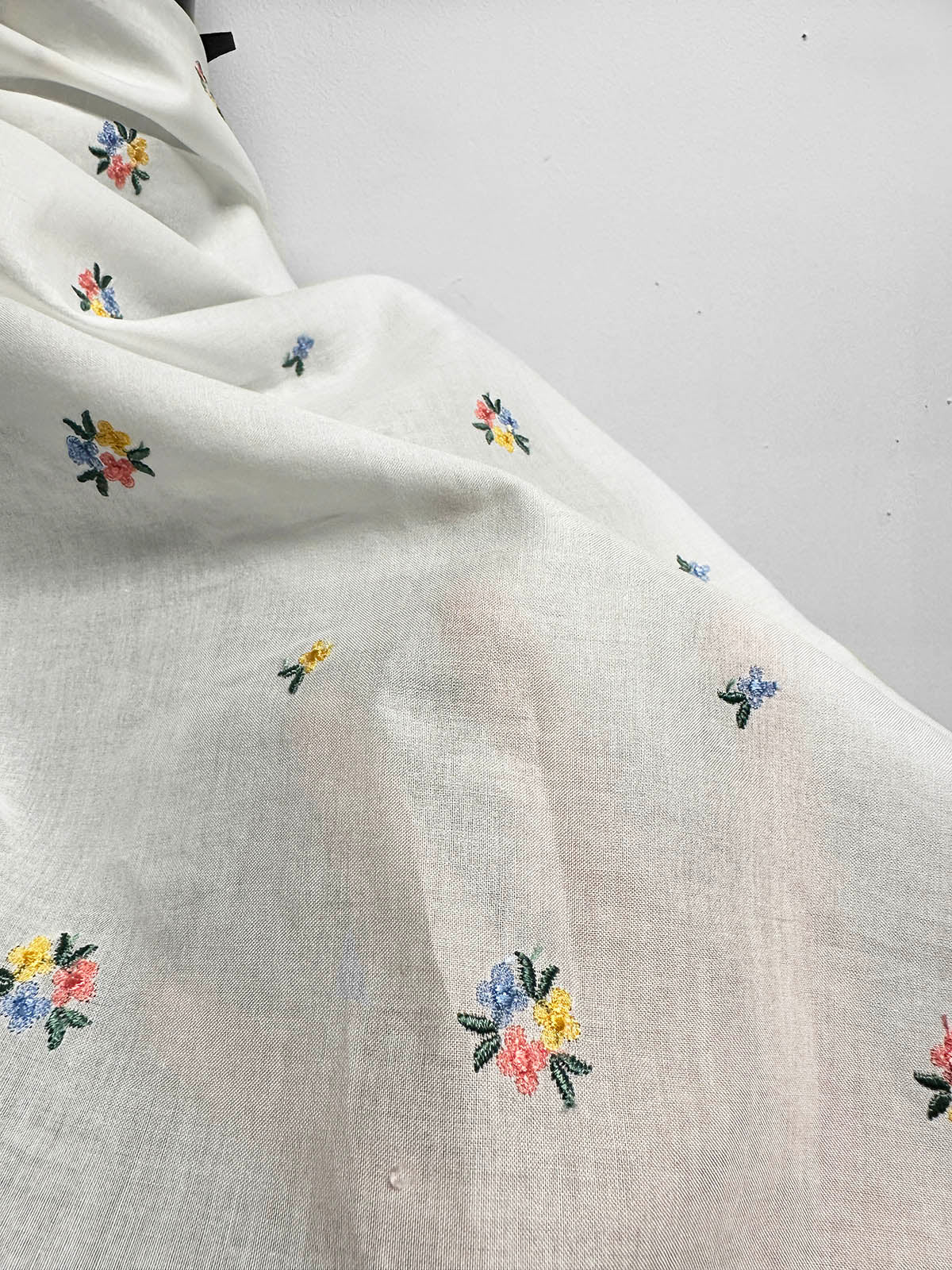 Dainty Embroidered White Cotton - L'Etoffe Fabrics LLC