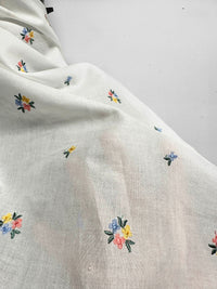 Dainty Embroidered White Cotton - L'Etoffe Fabrics LLC