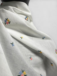 Dainty Embroidered White Cotton - L'Etoffe Fabrics LLC