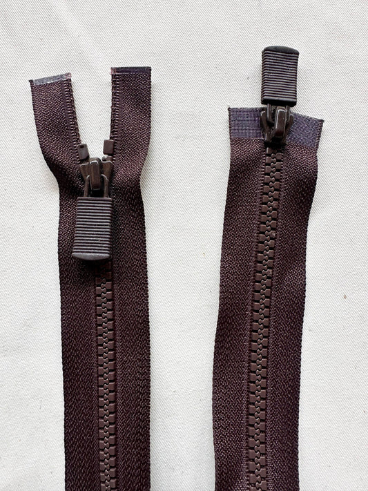 Dark Brown Molded #5VS 2 Way Zippers - L'Etoffe Fabrics LLC