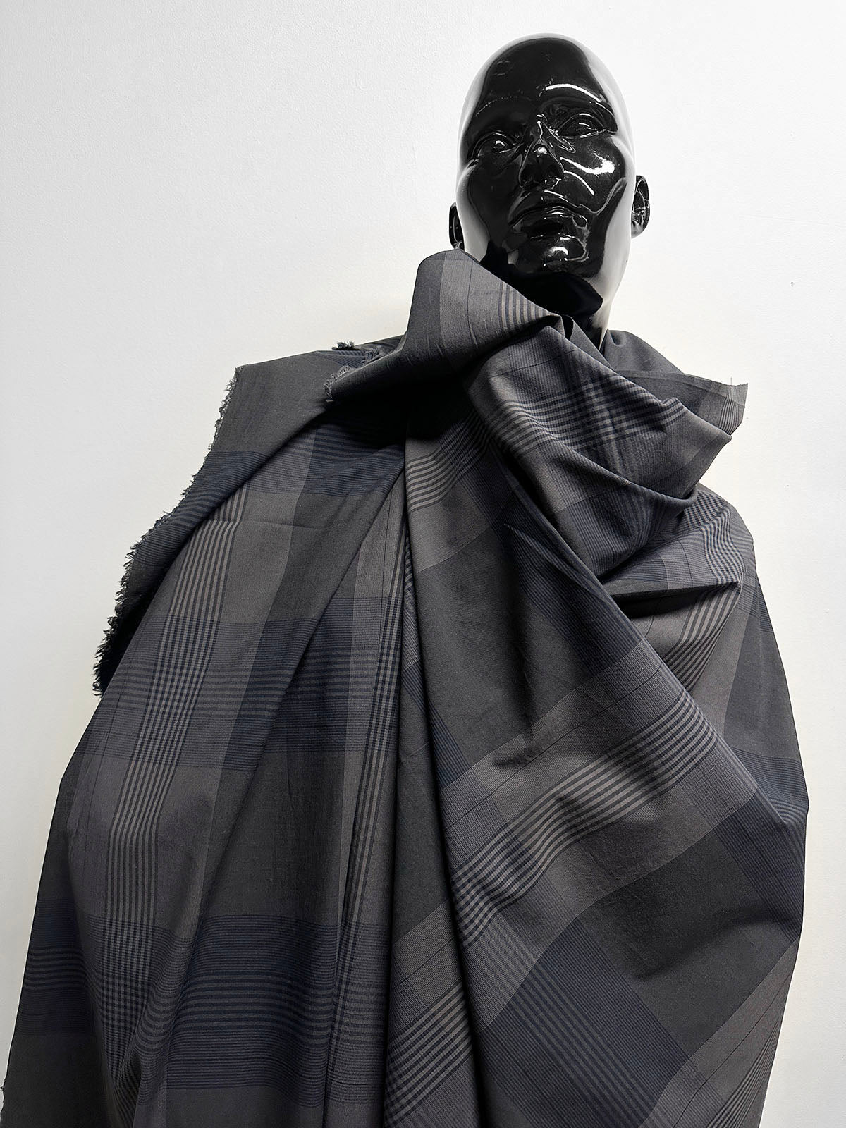 Dark Cotton Plaid Shirting - L'Etoffe Fabrics LLC