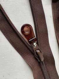 Deadstock Brown w/Rubber Pull 2 Way Separating Zipper - L'Etoffe Fabrics LLC