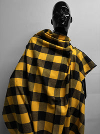 Deadstock Crepe Cotton Flannel Black Mustard - L'Etoffe Fabrics LLC