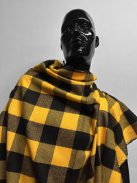 Deadstock Crepe Cotton Flannel Black Mustard - L'Etoffe Fabrics LLC