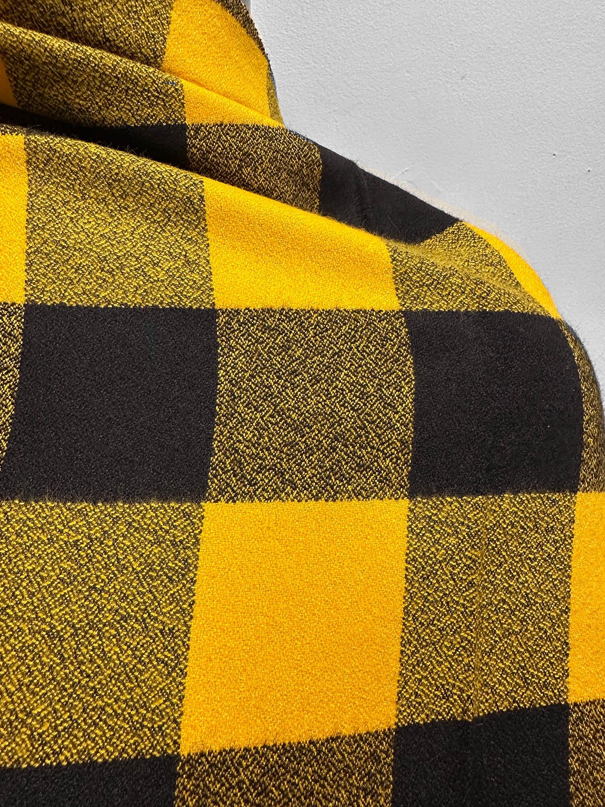 Deadstock Crepe Cotton Flannel Black Mustard - L'Etoffe Fabrics LLC