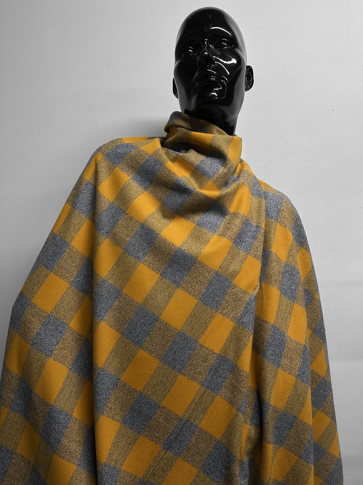 Deadstock Crepe Cotton Flannel Grey Mustard - L'Etoffe Fabrics LLC