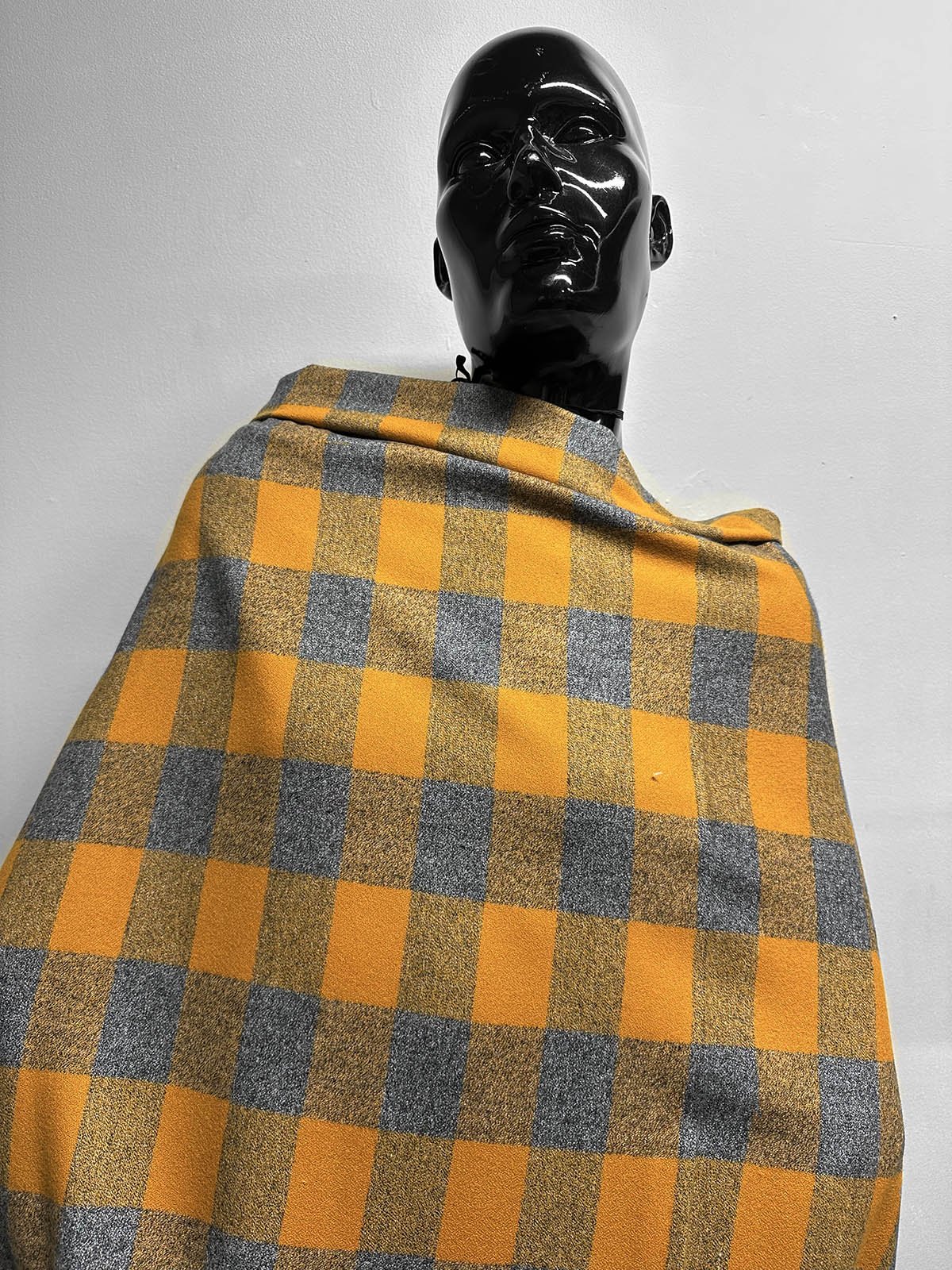 Deadstock Crepe Cotton Flannel Grey Mustard - L'Etoffe Fabrics LLC