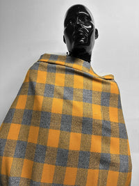 Deadstock Crepe Cotton Flannel Grey Mustard - L'Etoffe Fabrics LLC