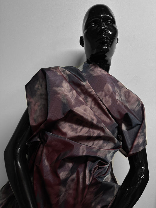 Deadstock Damask Iridescent Floral Taffeta - L'Etoffe Fabrics LLC