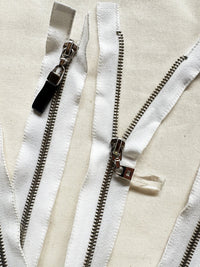 Deadstock Heavy White Cotton 2 way Zipper w/Double Pulls - L'Etoffe Fabrics LLC