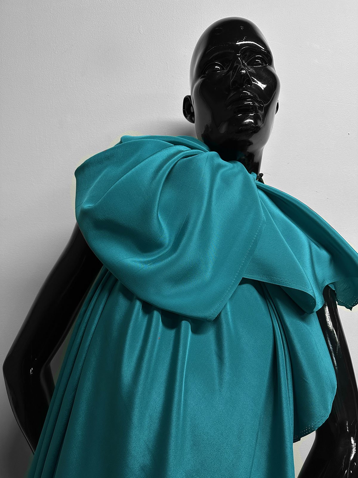 Deadstock Teal Silk Crepe De Chine - L'Etoffe Fabrics LLC