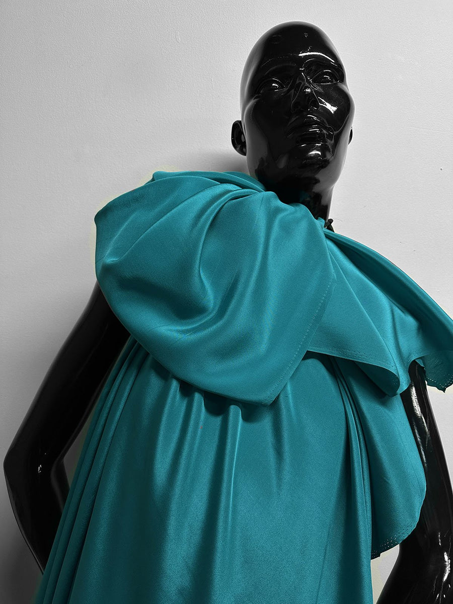 Deadstock Teal Silk Crepe De Chine - L'Etoffe Fabrics LLC
