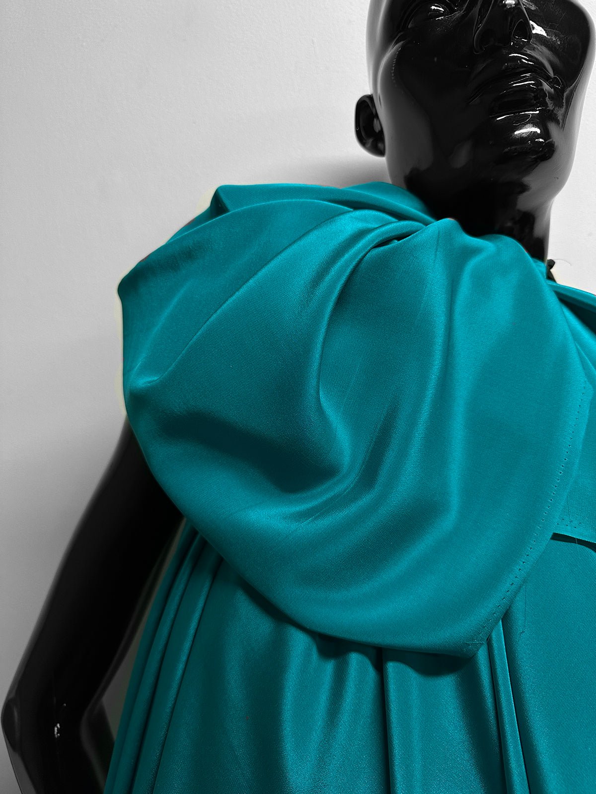 Deadstock Teal Silk Crepe De Chine - L'Etoffe Fabrics LLC