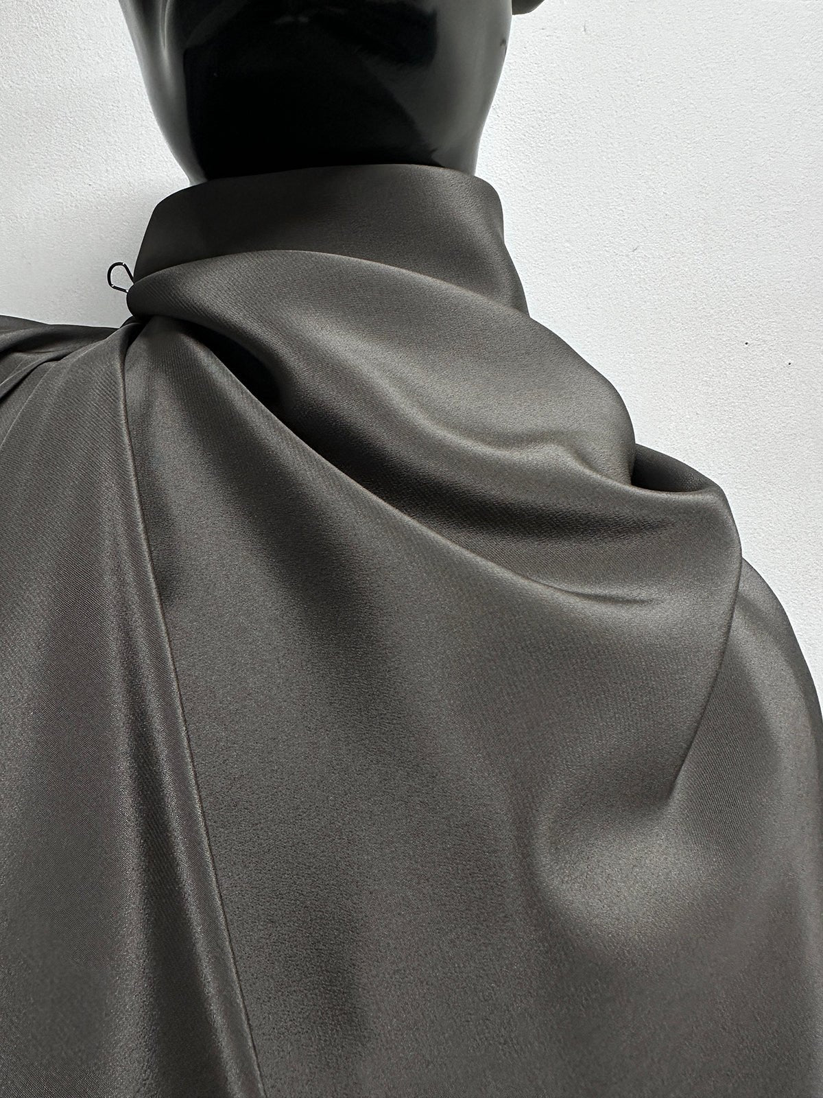 Deadstock Warm Charcoal Crepe De Chine Silk - L'Etoffe Fabrics LLC