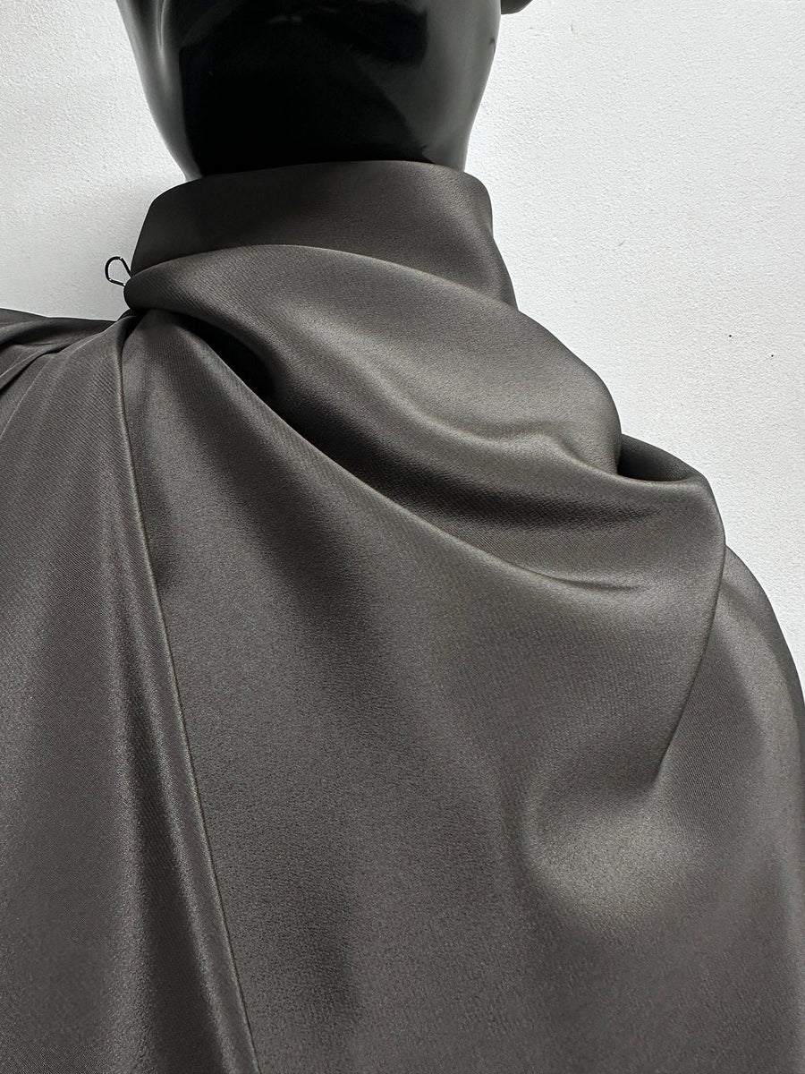 Deadstock Warm Charcoal Crepe De Chine Silk - L'Etoffe Fabrics LLC
