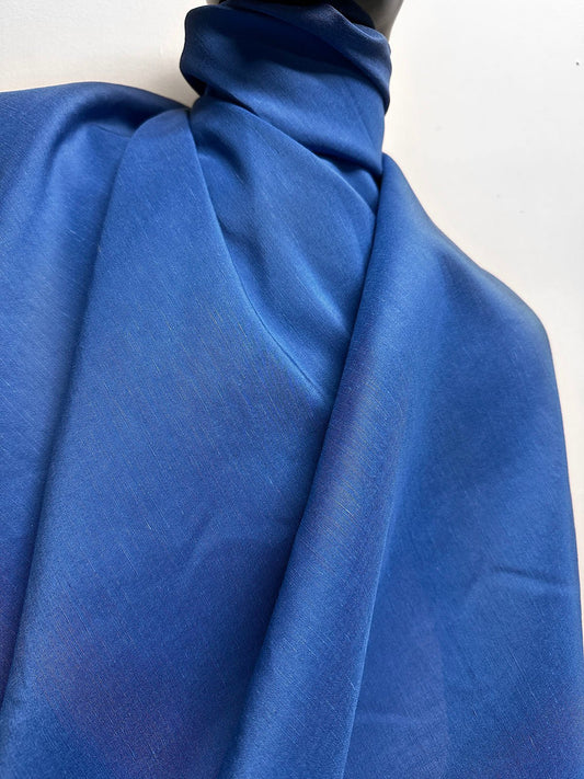 Deep Blue Linen Silk Dupioni - L'Etoffe Fabrics LLC