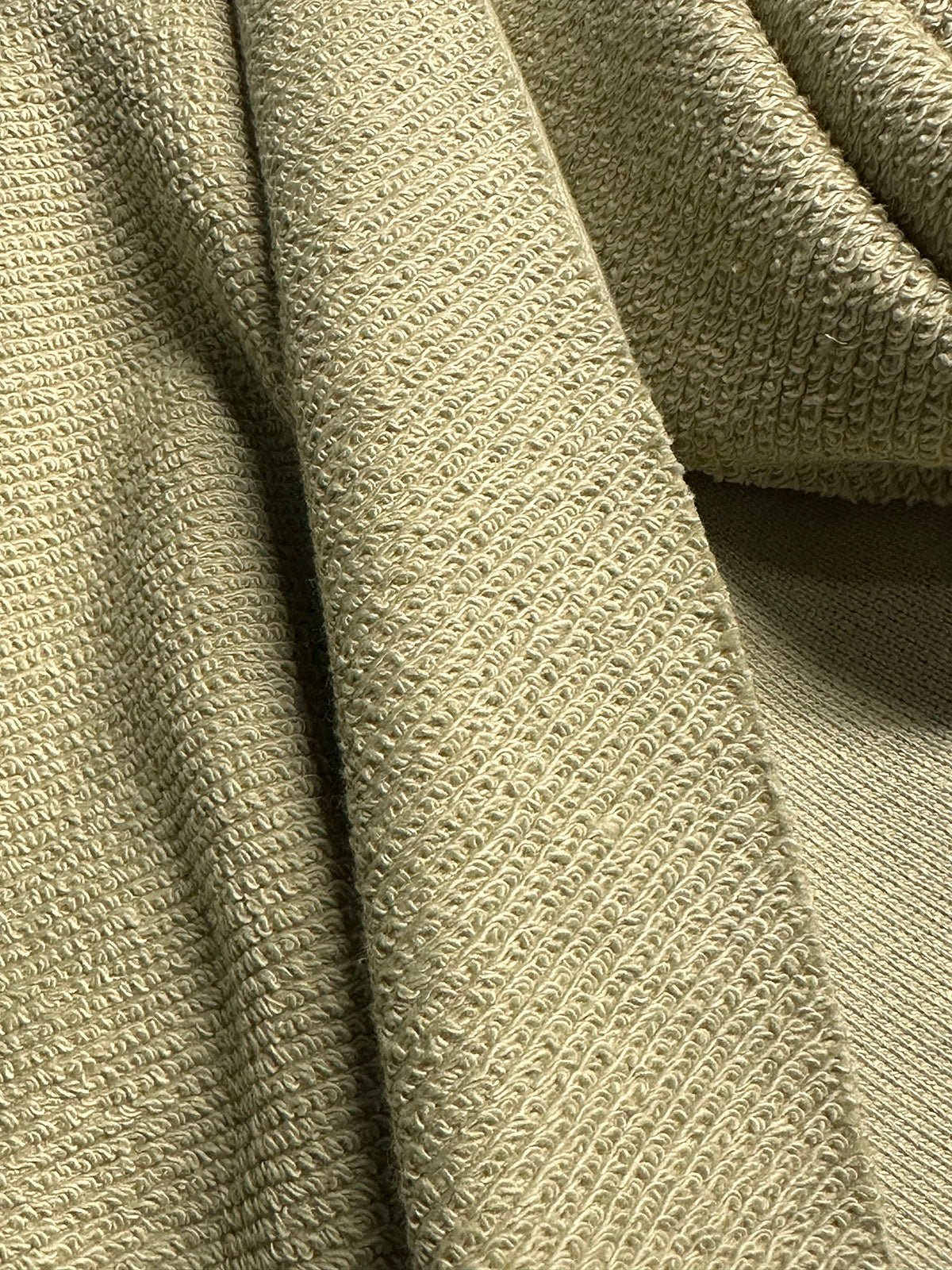 Designer All Cotton French Terry Remant In Sage - L'Etoffe Fabrics LLC