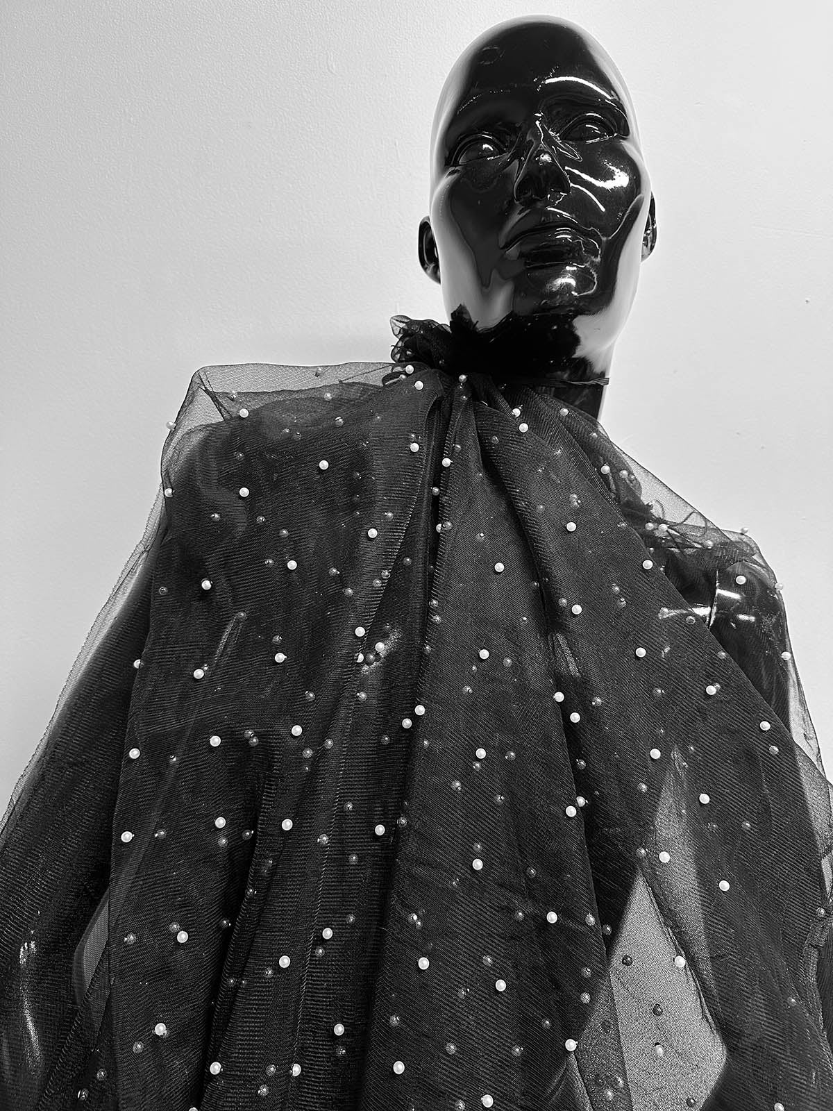 Designer Pearl Beaded Tulle - L'Etoffe Fabrics LLC