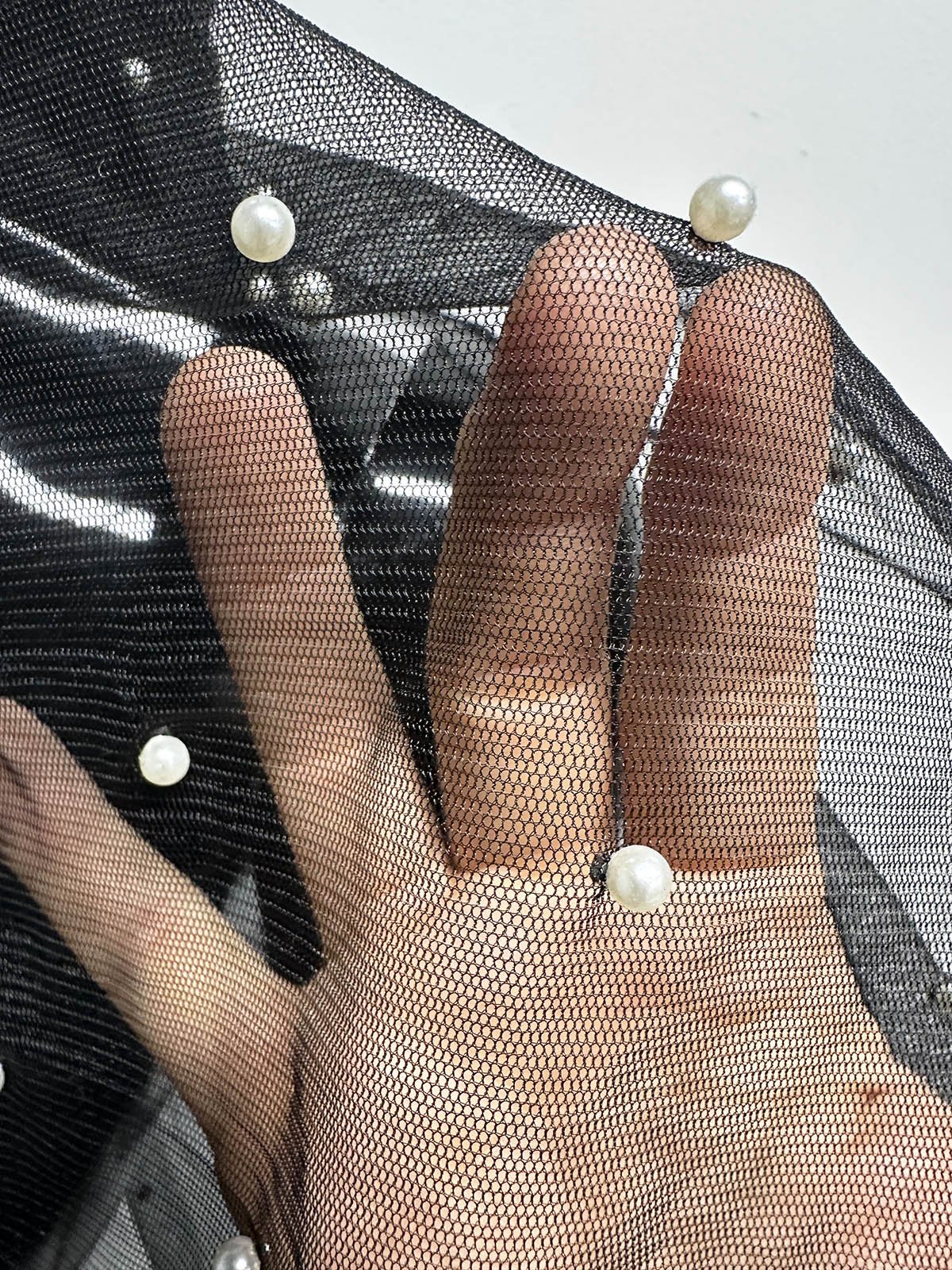 Designer Pearl Beaded Tulle - L'Etoffe Fabrics LLC