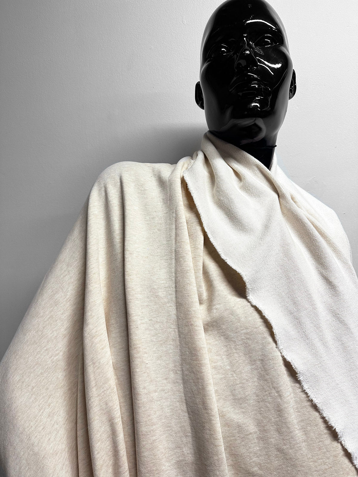 Designer Warm Oatmeal Melange French Terry - L'Etoffe Fabrics LLC