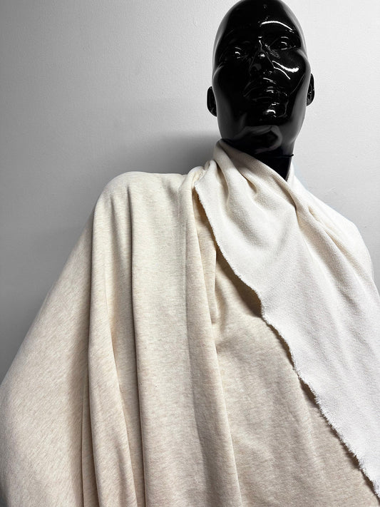 Designer Warm Oatmeal Melange French Terry - L'Etoffe Fabrics LLC