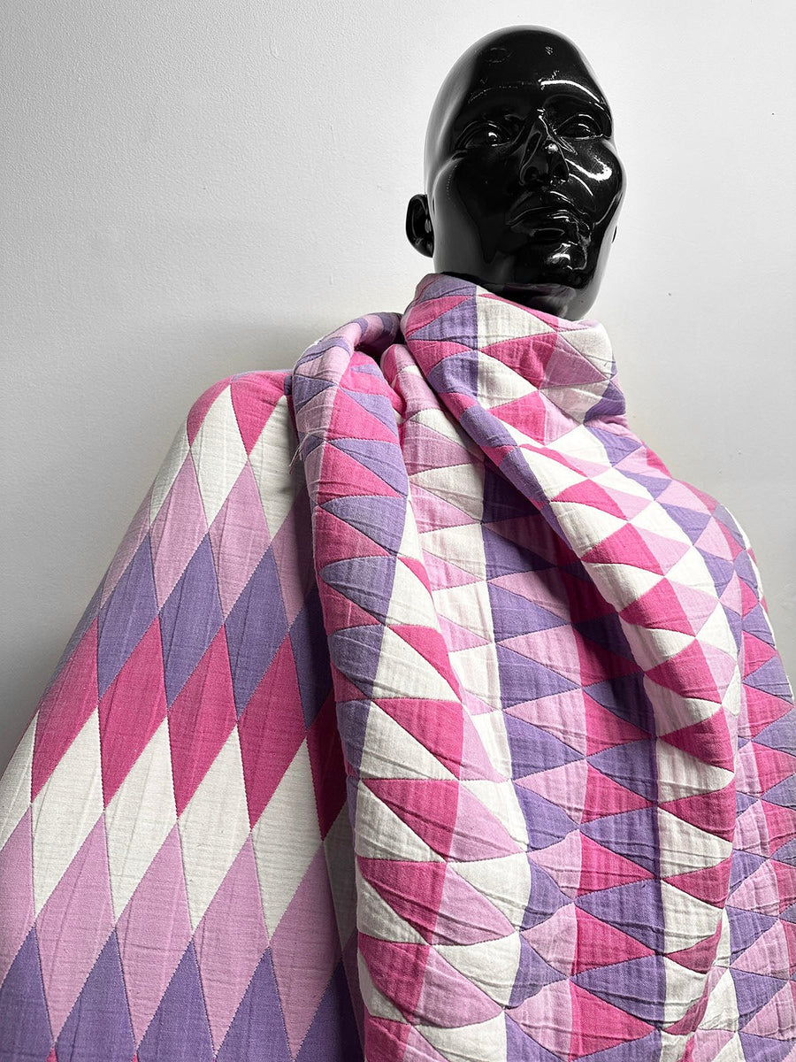 Deveaux France Double Faced Quilted Harlequin Fabric - L'Etoffe Fabrics LLC