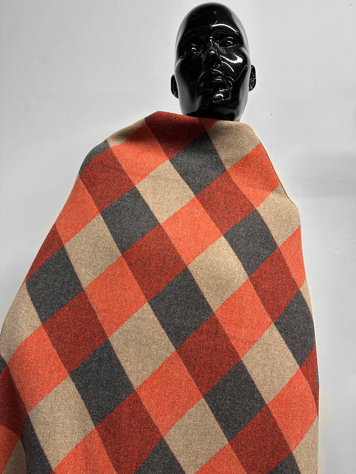 Diagonal Striped Double Layer Wool Coating - L'Etoffe Fabrics LLC