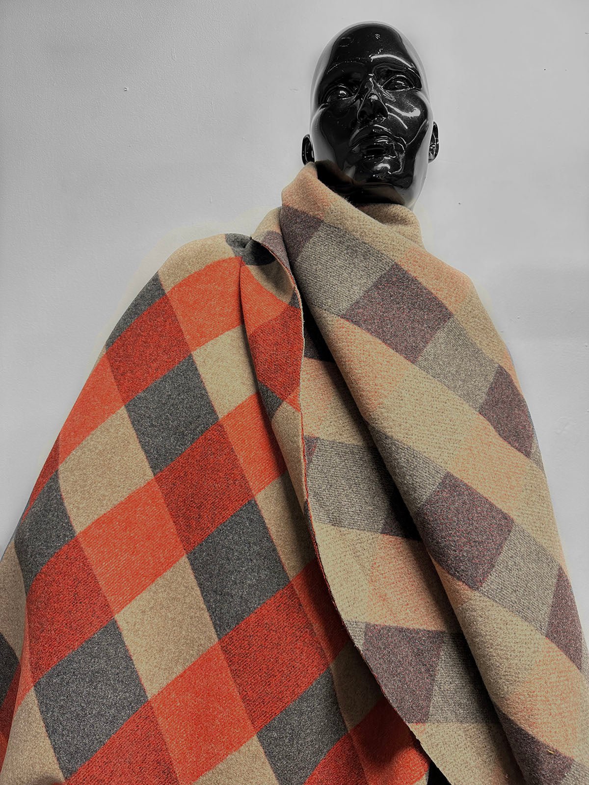 Diagonal Striped Double Layer Wool Coating - L'Etoffe Fabrics LLC