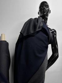 Double Cashmere Charcoal Navy Texture Jacket Weight - 1 - L'Etoffe Fabrics LLC
