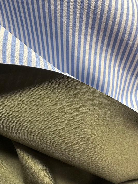 Double Faced Cotton Striped Olive - L'Etoffe Fabrics LLC