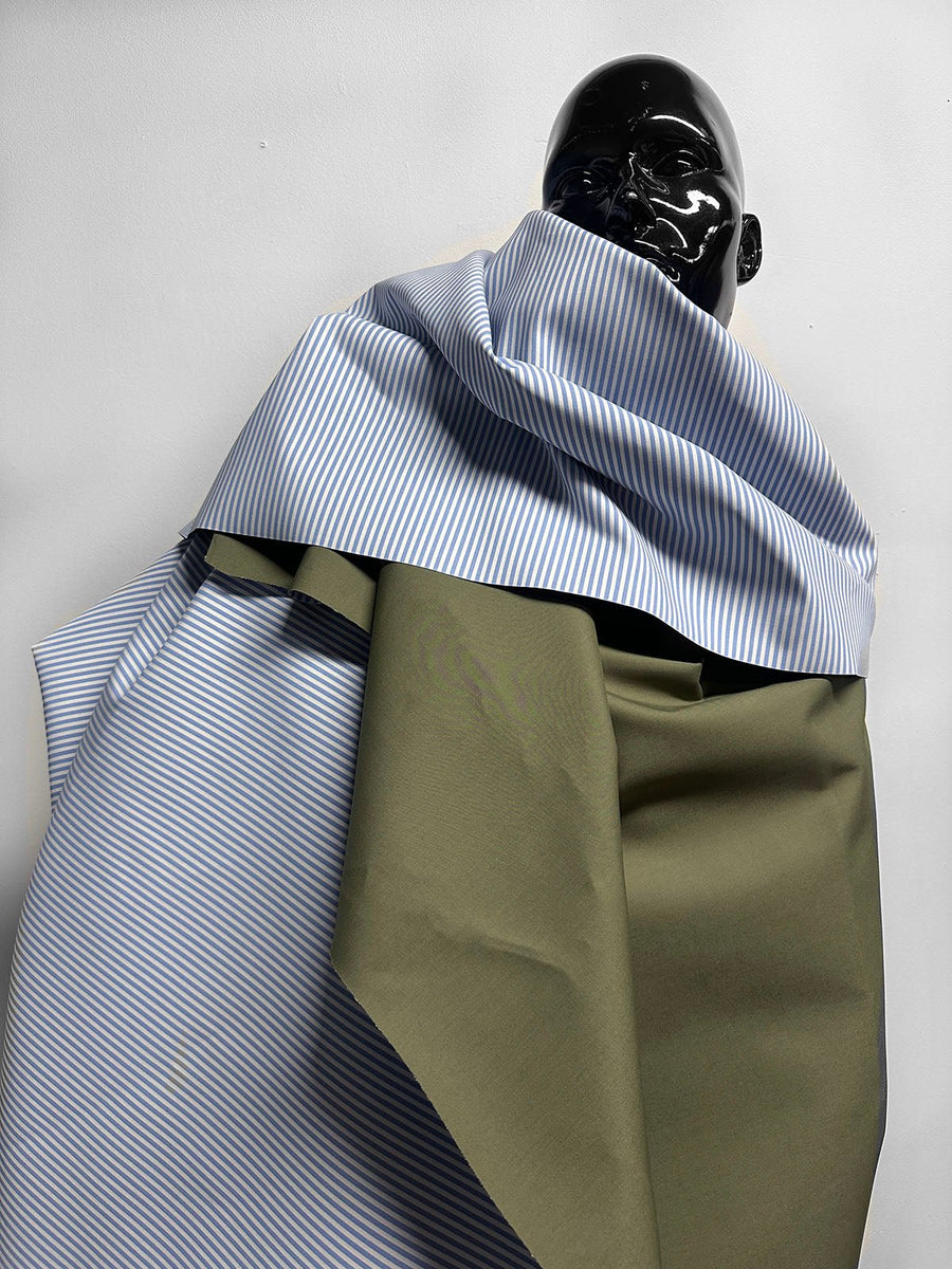 Double Faced Cotton Striped Olive - L'Etoffe Fabrics LLC