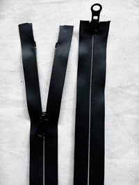 Double Pull Separating Rubberized Black Zipper - L'Etoffe Fabrics LLC