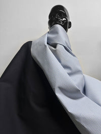 Double Weave Cotton Striped Navy - L'Etoffe Fabrics LLC